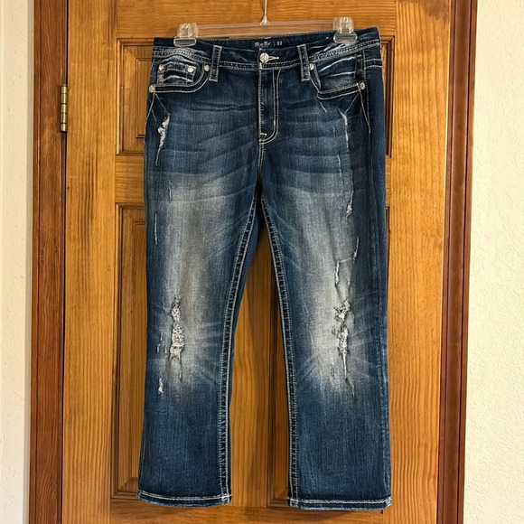 Miss Me Curvy Boot Cut Buckle Exclusive Bling Leopard Jeans - Picture 1 of 7